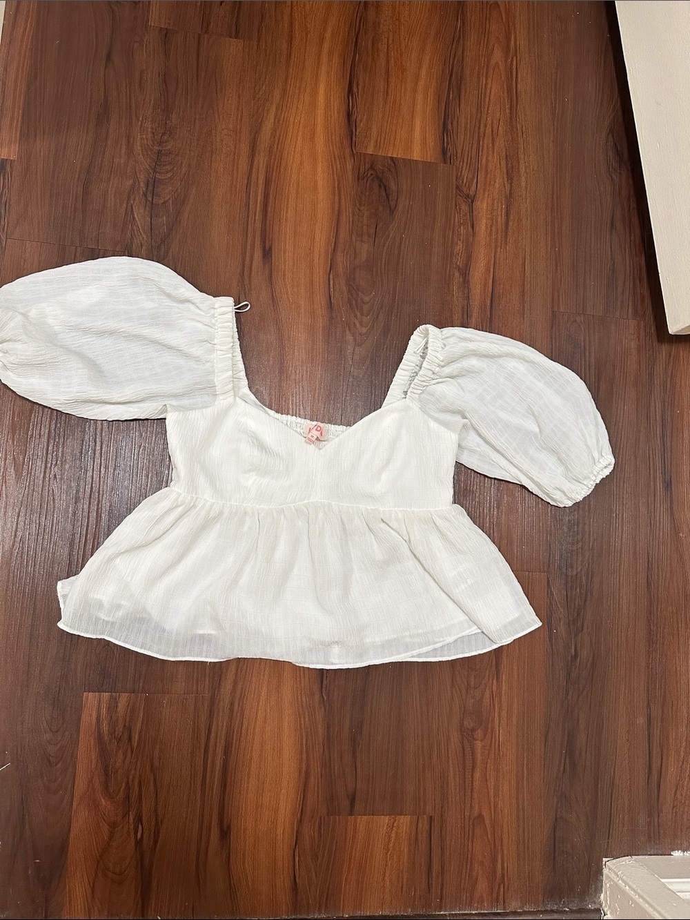 Leyden White Puff Sleeve Peplum Blouse